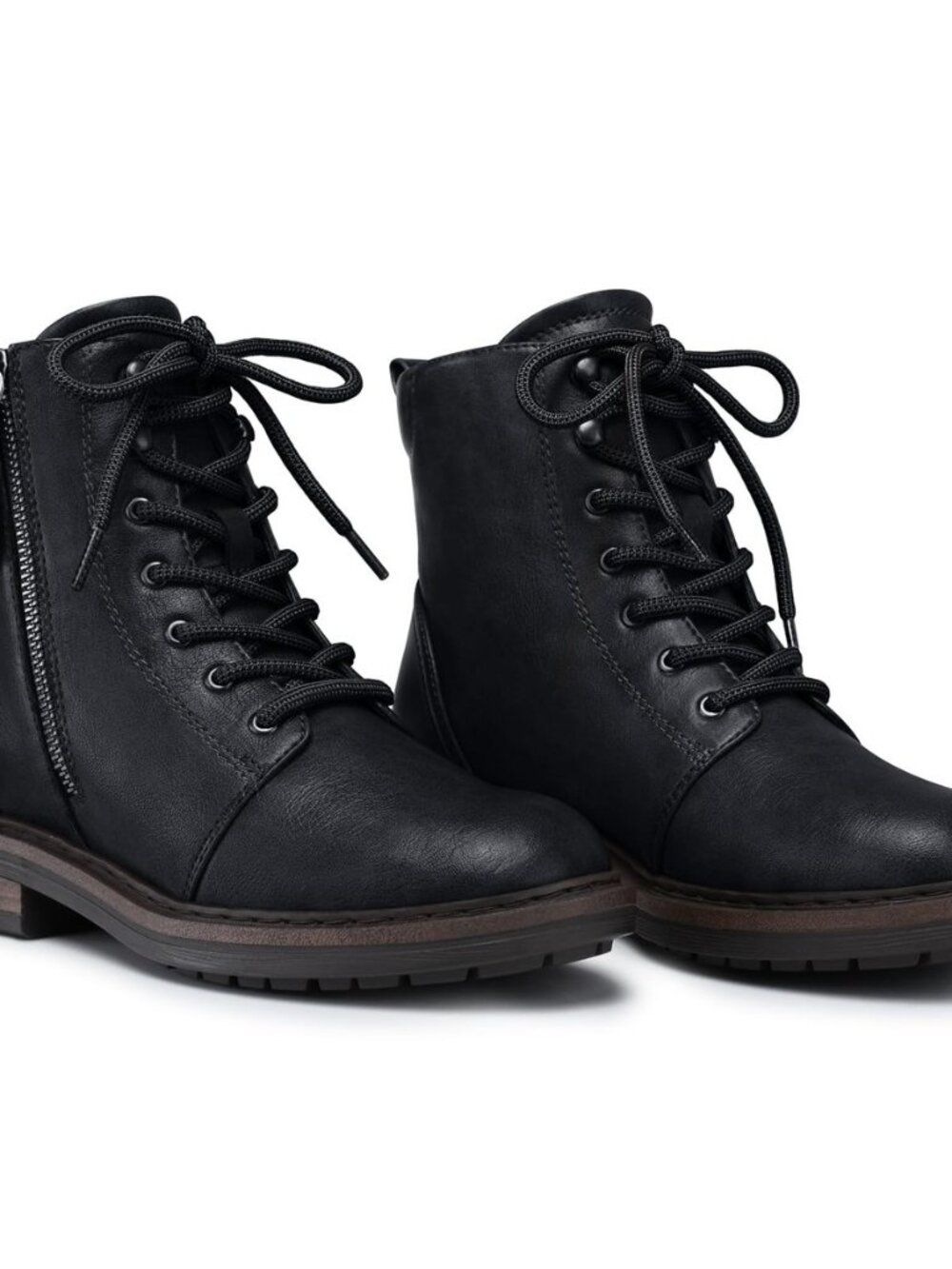 Ankle Boots for Women Comfortable: Lace-up Flat Combat Boots Fall